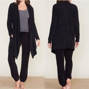 Barefoot Dreams black cardigan sweater open front S M bamboo chic lite wrap cozy